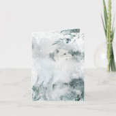 野生の雪の多い冬の白い北極キツネ シーズンカード (正面)