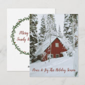 野生の雪の間の冬の小屋の休暇 シーズンカード (正面/裏面)
