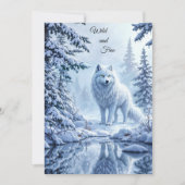 野生の雪狼、自然、冬のアート 招待状 (正面)