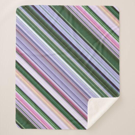 野生の青いアスター紫、青、緑のストライプ シェルパブランケット (正面)