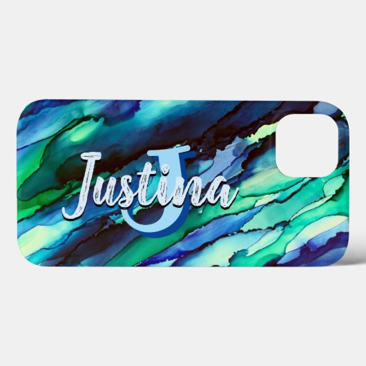 野生の青い海洋景観アルコールインク Case-Mate iPhoneケース (裏面 (横))