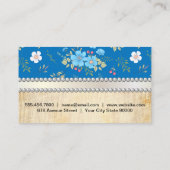 野生の青い白い花 |ヴィンテージ真珠リボン 名刺 (裏面)