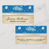 野生の青い白い花 |ヴィンテージ真珠リボン 名刺 (正面/裏面)