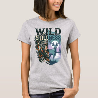 野生の静寂 グリズリーと鹿のワイルドネスTシャツ Tシャツ