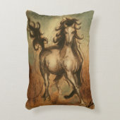 野生の馬および暖かい色 アクセントクッション (正面(垂直))