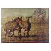 野生の馬および風車のまな板 カッティングボード (正面)