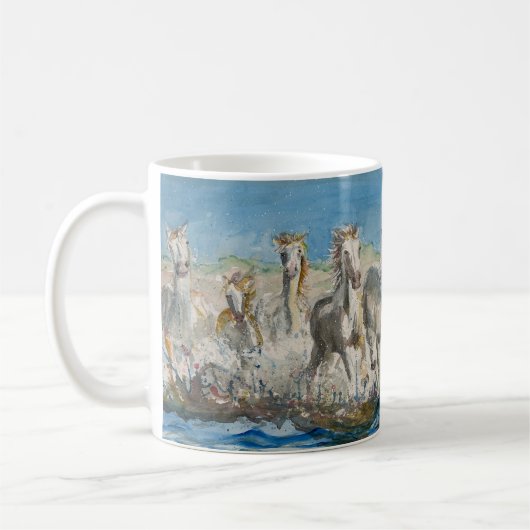 野生の馬とマグカップ コーヒーマグカップ (左)