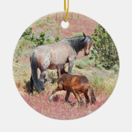野生の馬のオーナメント、野生動物、自然 セラミックオーナメント