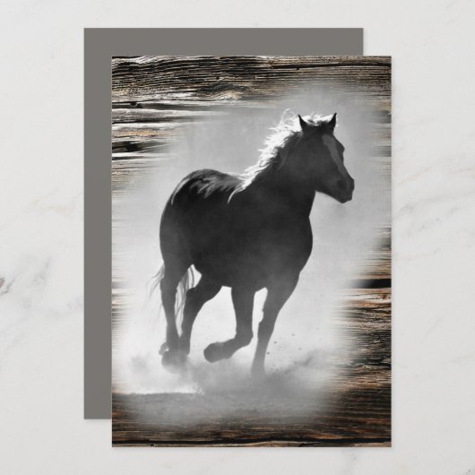 野生の馬のギャロッピング シーズンカード (正面/裏面)