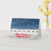 野生の馬のクリスマスカード カード (黄色い花)