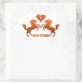 野生の馬のステッカー 楕円形シール (バッグ)