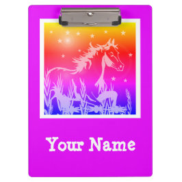 野生の馬のピンクのグラフィックパーソナライズされた。 クリップボード