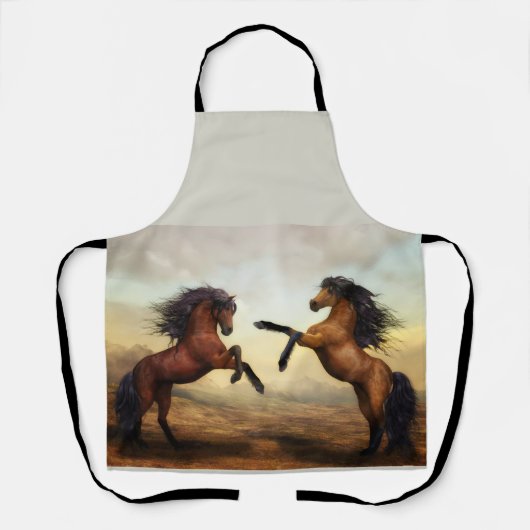 野生の馬のペア エプロン (正面)