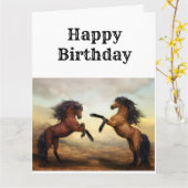 野生の馬のペア カード (黄色い花)