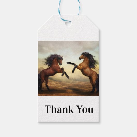 野生の馬のペア ギフトタグ (正面)