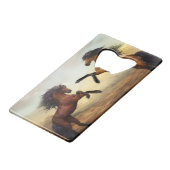 野生の馬のペア クレジットカード栓抜き (正面アングル)