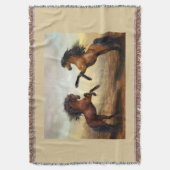 野生の馬のペア スローブランケット (正面縦)