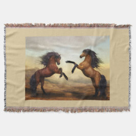 野生の馬のペア スローブランケット
