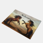 野生の馬のペア ドアマット (アングル)