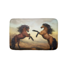野生の馬のペア バスマット