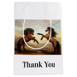 野生の馬のペア ミディアムペーパーバッグ