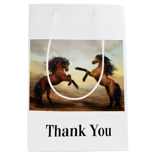 野生の馬のペア ミディアムペーパーバッグ (正面)