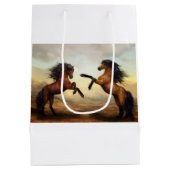 野生の馬のペア ミディアムペーパーバッグ (裏面)