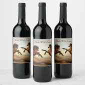 野生の馬のペア ワインラベル (ボトル)