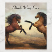 野生の馬のペア ワインラベル (シングルラベル)