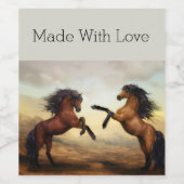 野生の馬のペア ワインラベル (シングルラベル)