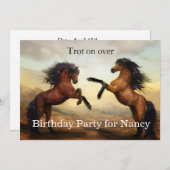 野生の馬のペア 招待状 (正面/裏面)