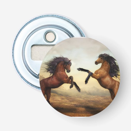 野生の馬のペア 栓抜き (正面)