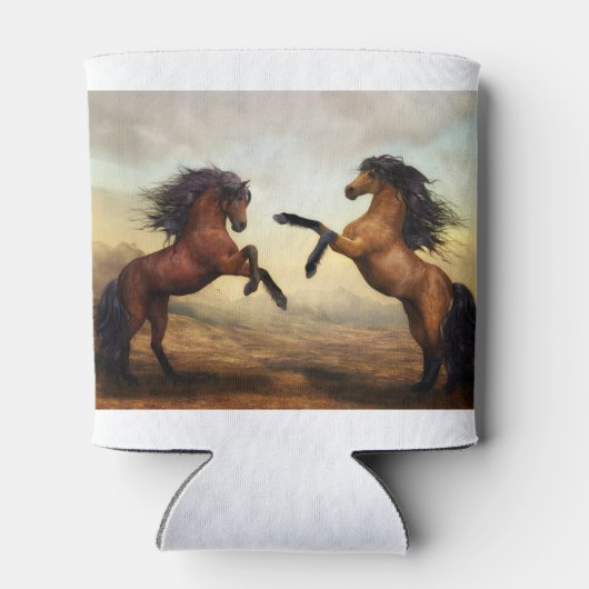 野生の馬のペア 缶クーラー (裏面)