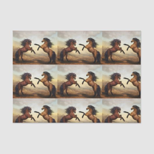 野生の馬のペア 薄葉紙 (正面)