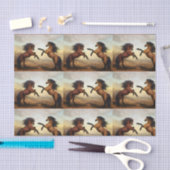 野生の馬のペア 薄葉紙 (クラフト)