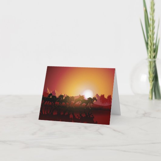 野生の馬のペーパーカット ノートカード (正面)