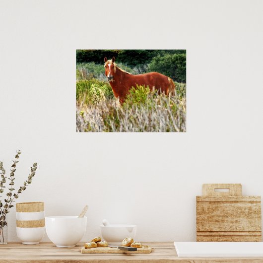 野生の馬の停止 ポスター (キッチン)