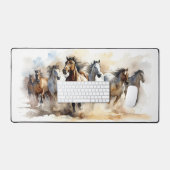 野生の馬の口モダン髭の水色 デスクマット (キーボード&マウス)