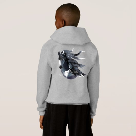 野生の馬の子供のフード付きスウェットシャツ (裏面フル)