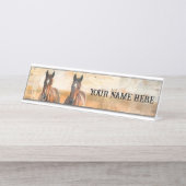 野生の馬の机またはつるの名前プレートに デスクネームプレート (正面)