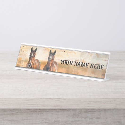 野生の馬の机またはつるの名前プレートに デスクネームプレート (正面)