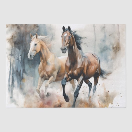野生の馬の水の色の切り離し 薄葉紙 (正面)