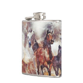 野生の馬の水彩画 フラスク (左)