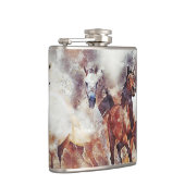 野生の馬の水彩画 フラスク (右)