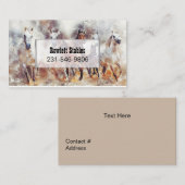 野生の馬の水彩画 名刺 (正面/裏面)