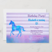 野生の馬の水彩画 誕生日パーティー 招待状 (正面)