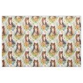 野生の馬の流れるマネ黄色のフローラ緑 ファブリック (ヤード)