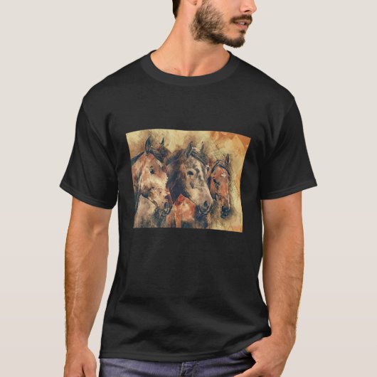 野生の馬の絵 Tシャツ (正面)