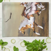 野生の馬の群れキッチンタオル キッチンタオル (折り畳み)