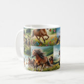 野生の馬の群走れ コーヒーマグカップ (正面左)